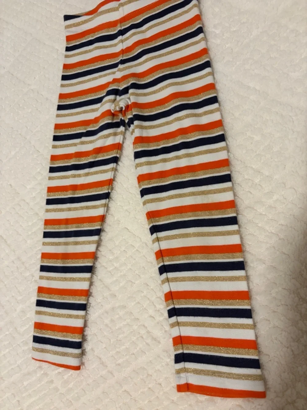 Gymboree Orange, Navy and Cream Striped Leggings